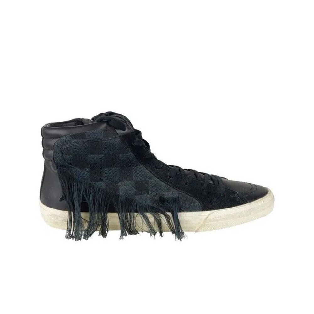 Size 43 | 10 US - GOLDEN GOOSE SLIDE Black Calfskin Men's Sneakers High-Top